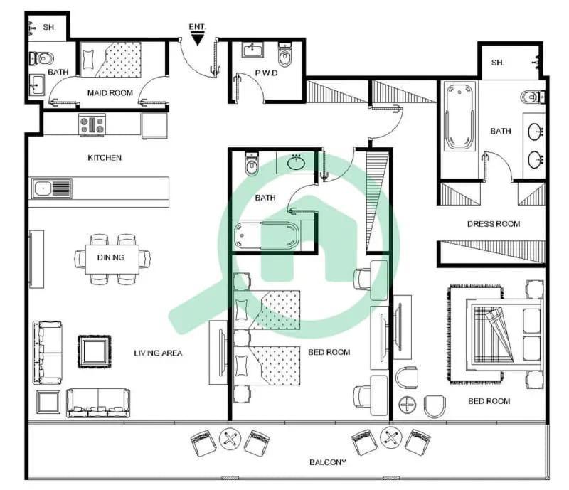 Apartment 3 Bedroom In Sterling West With Full Burj Khalifa Views Dubai