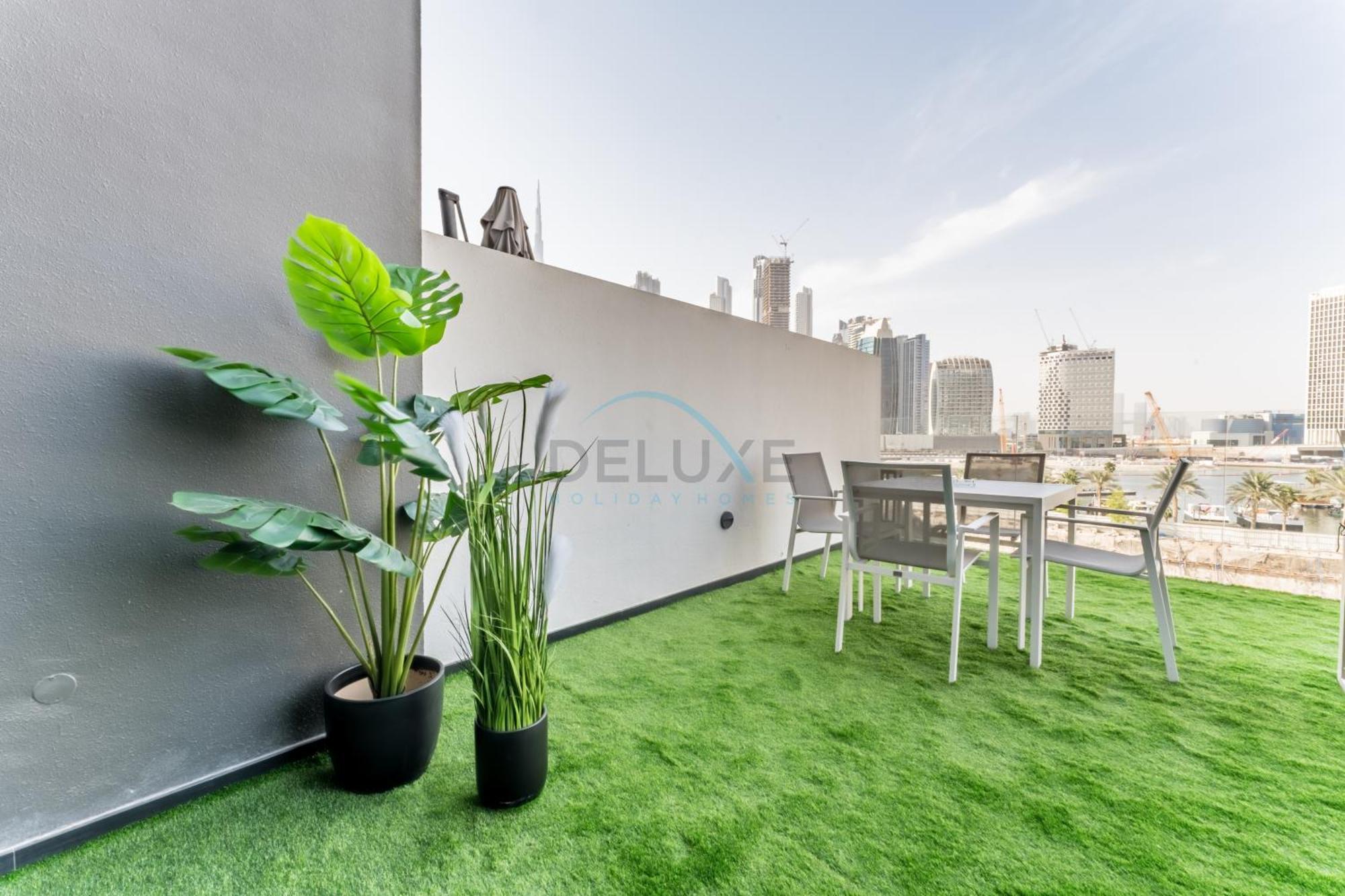 1br With Terrace Overlooking Water Canal And Burj Khalifa, Minutes From Attractions, 15 Northside Tower 2, Business Bay By Deluxe Homes Apartment Dubai