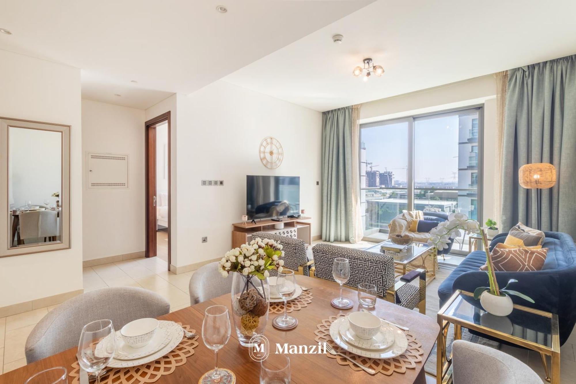 Apartment Manzil - 1br In Sobha Hartland With Pool View, Near Burj Khalifa And Mall Dubai