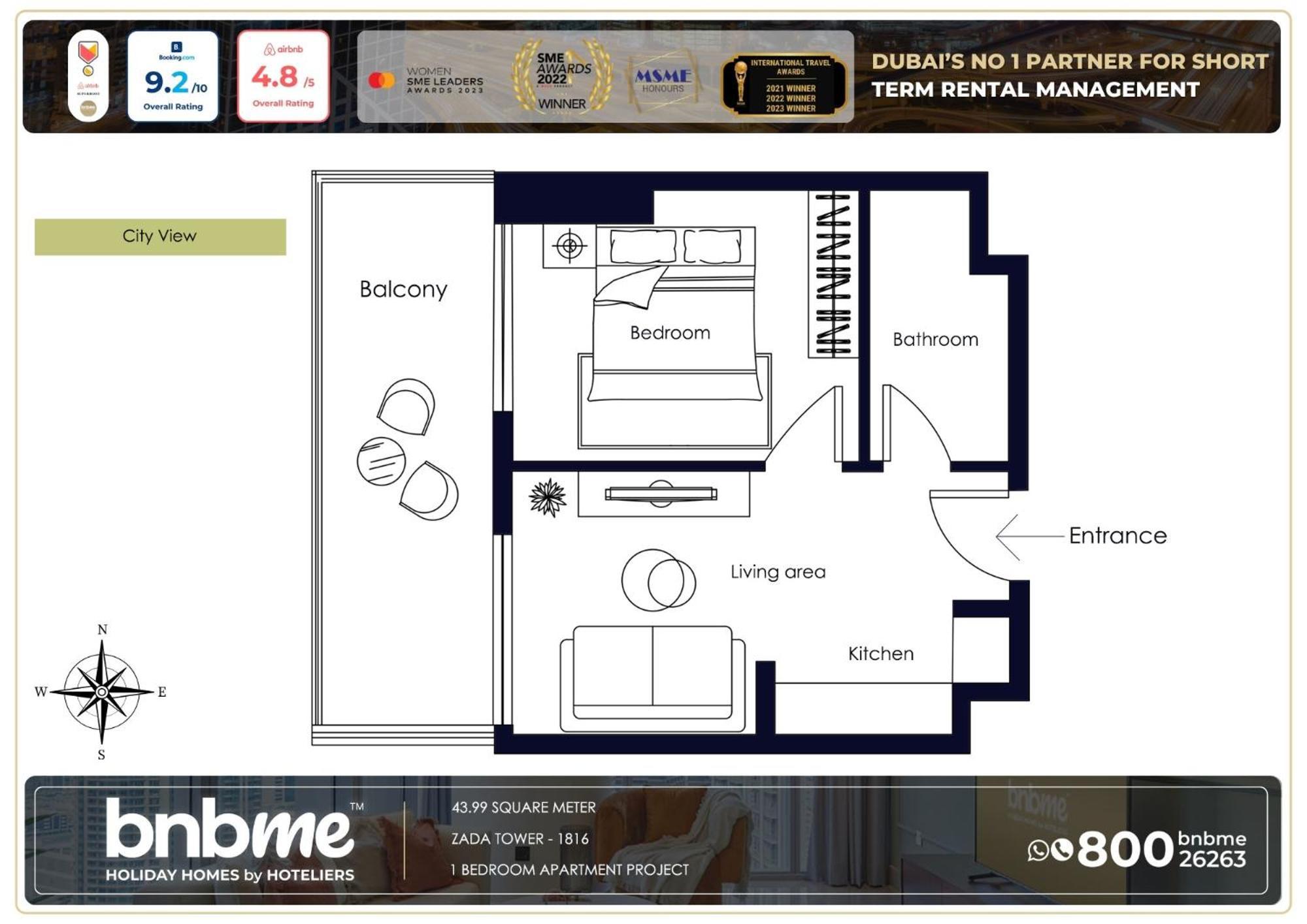 Bnbmehomes - Damac Zada Tower Apartment *