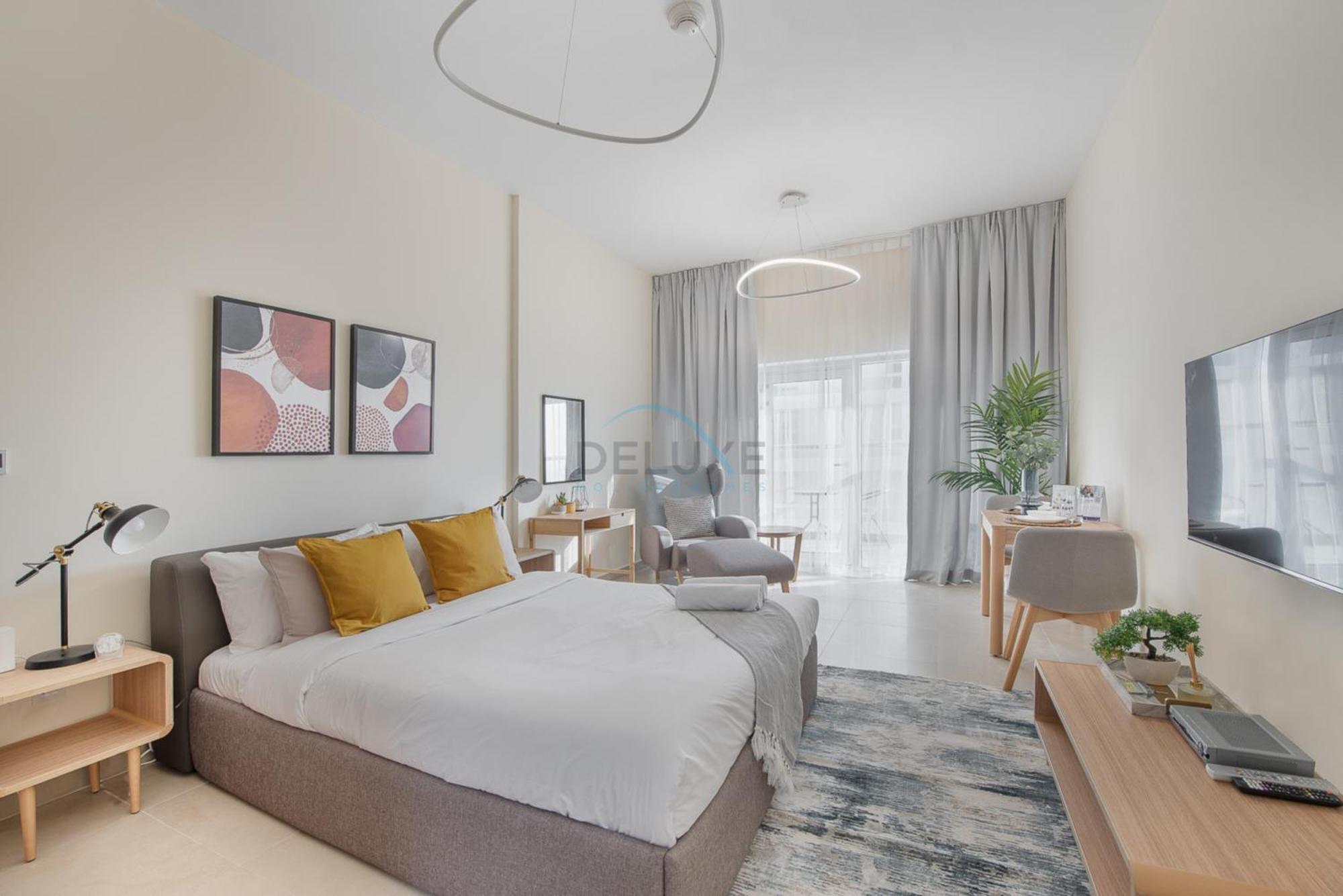Private Balcony With Peaceful Community View Studio, Azizi Samia, Jebel Ali By Deluxe Homes Apartment *