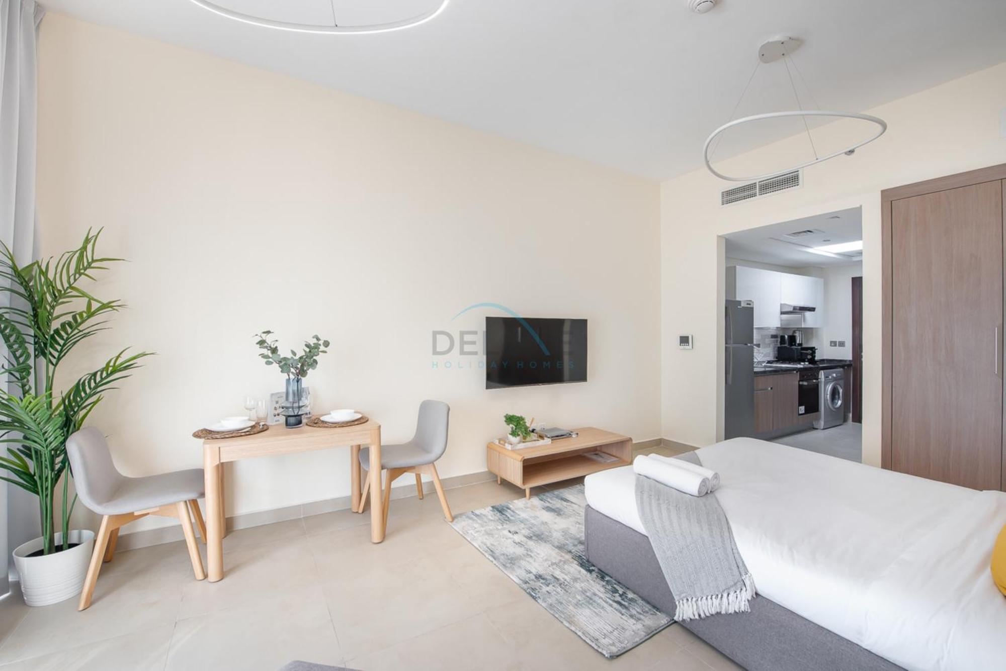 Private Balcony With Peaceful Community View Studio, Azizi Samia, Jebel Ali By Deluxe Homes *