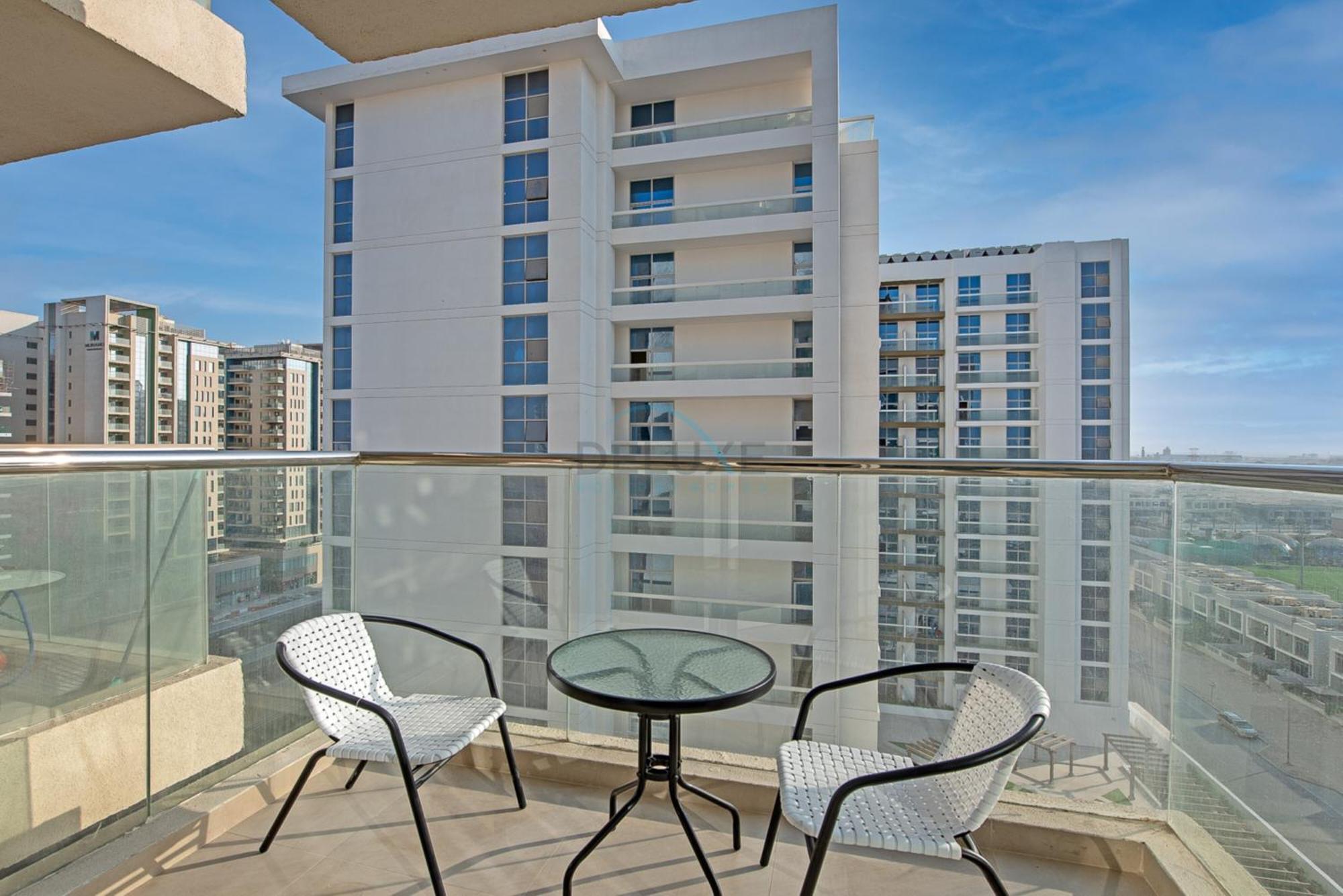 Private Balcony With Peaceful Community View Studio, Azizi Samia, Jebel Ali By Deluxe Homes *