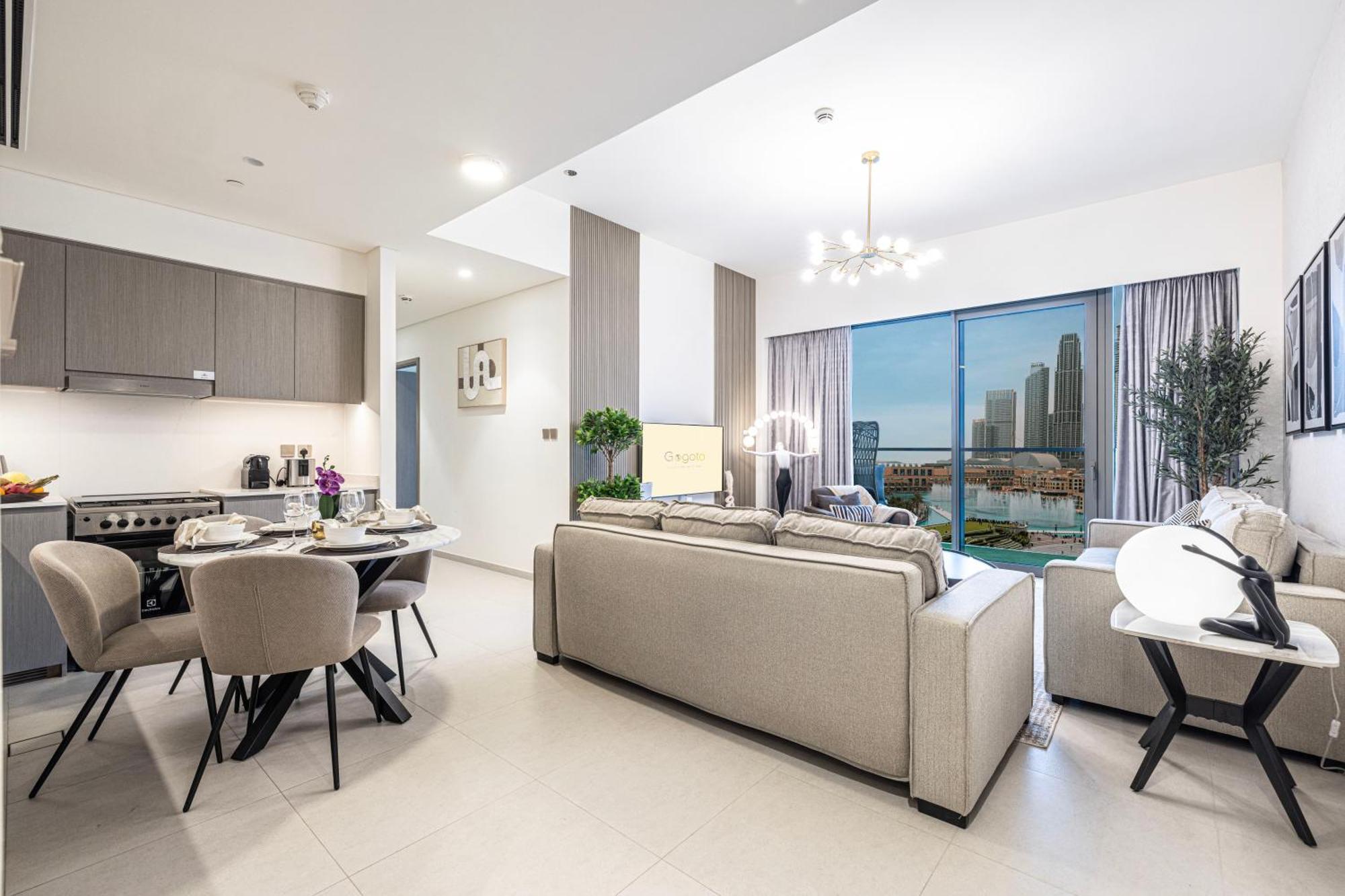Luxury Burj And Fountain View 5 Min To Mall Apartment Dubai