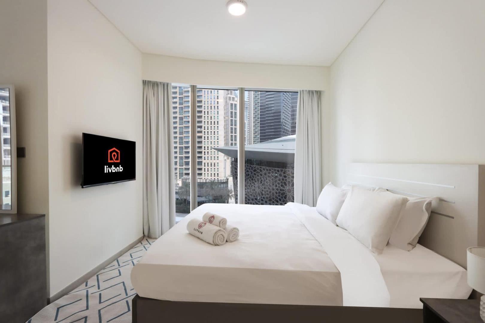 Livbnb-modern 2br With Partial Burj Khalifa View Apartment