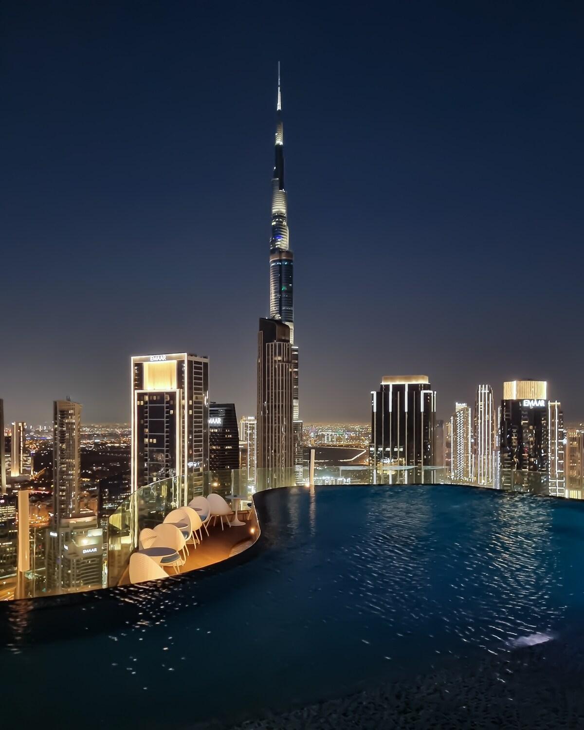 64th Floor Rooftop Dream, Burj Khalifa View Pool, 2br In Paramount Midtown Apartment *
