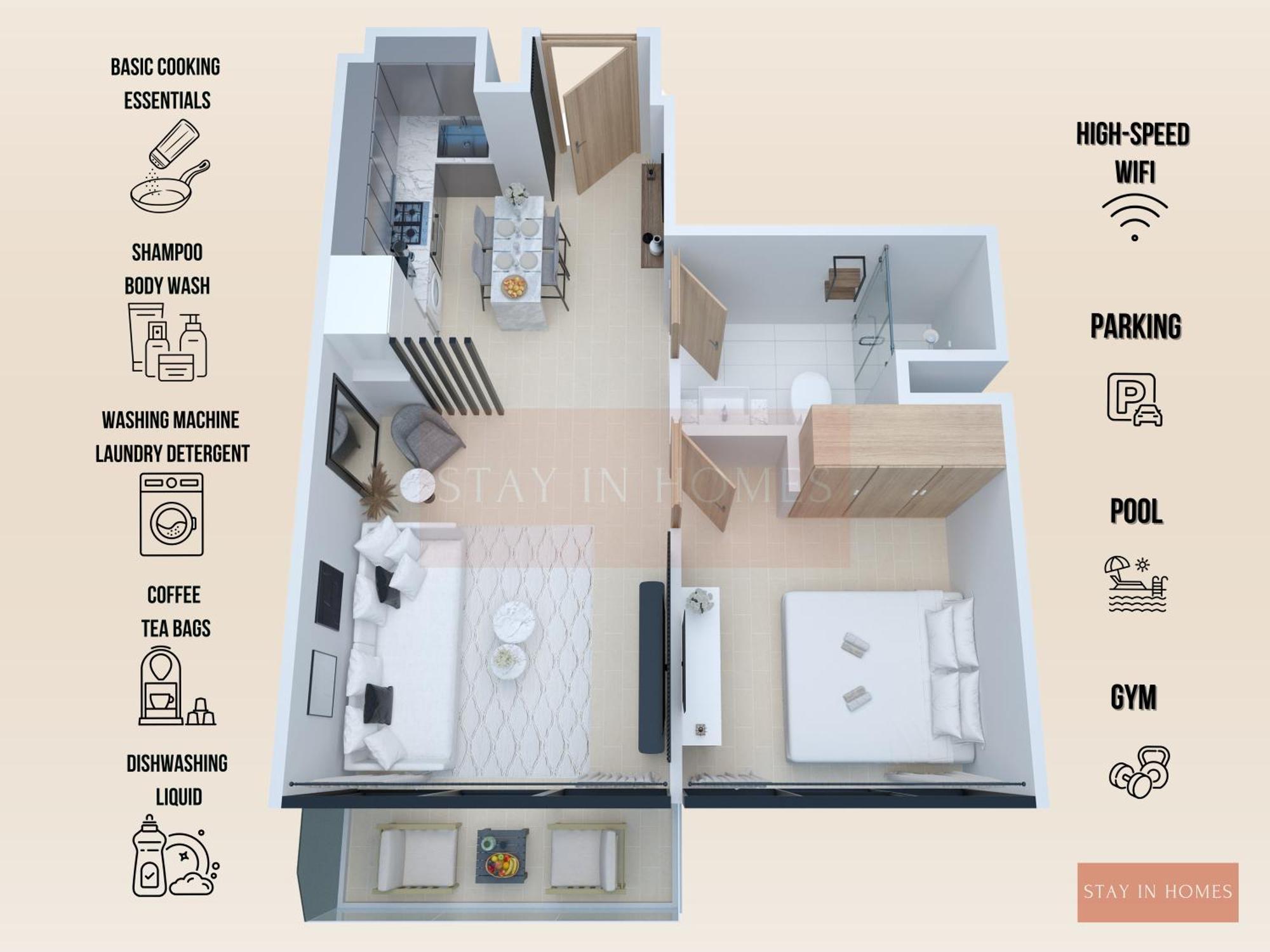 Apartment 1br In Azizi Riviera 43 By In Homes - Near Business Bay - Pool - Gym - Parking *