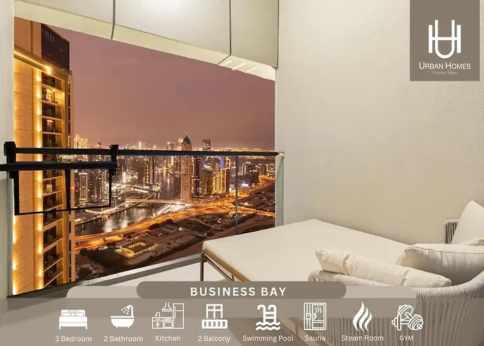 Urbanhomes - Luxury And Cozy 3Bdr Apartment In Business Bay Canal View