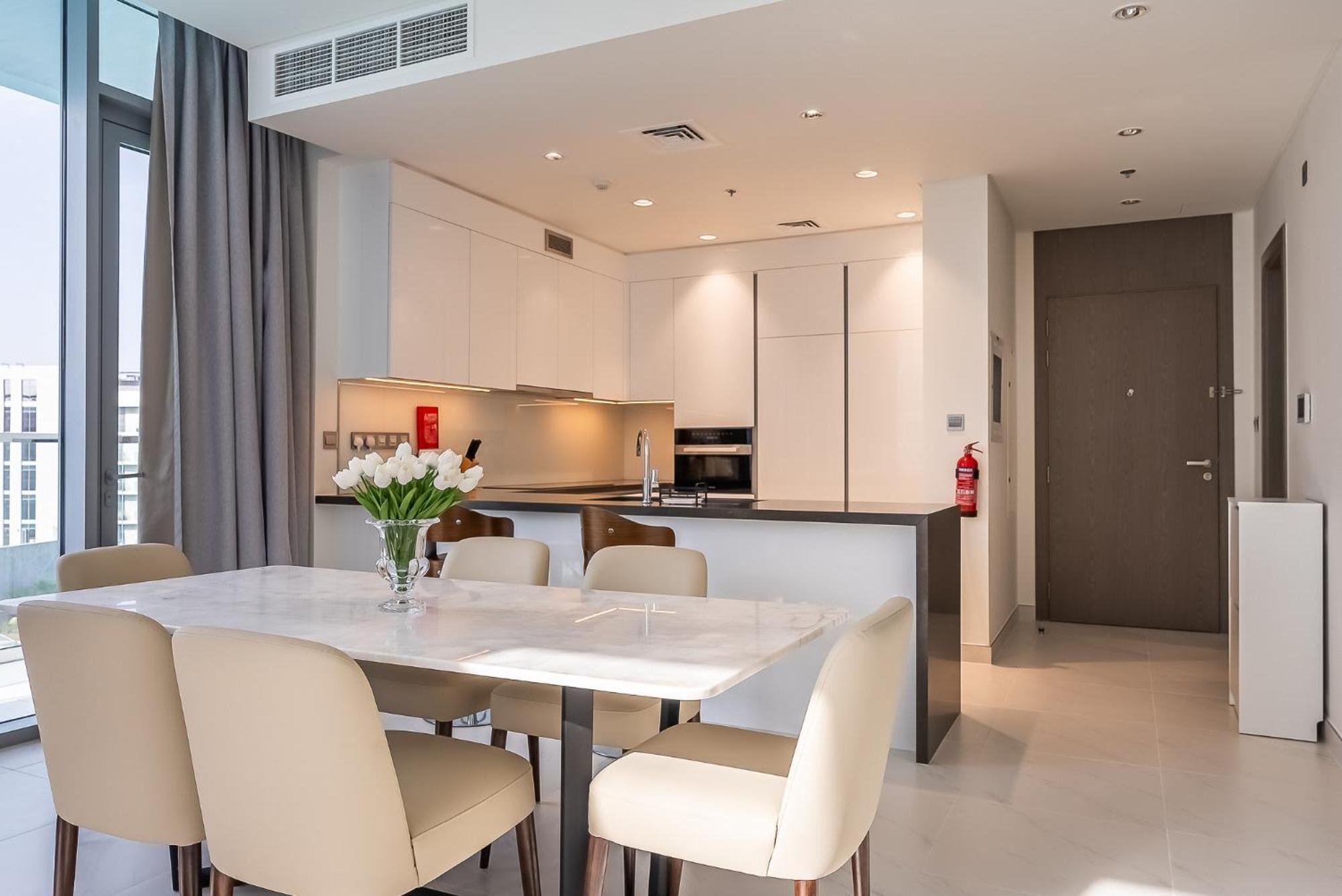 3bdr With Maid I District One I Lagoons View Apartment Dubai
