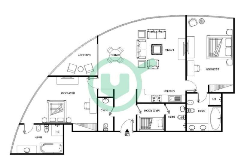 Apartment Well-furnished 3 Bedroom In Park Towers Difc